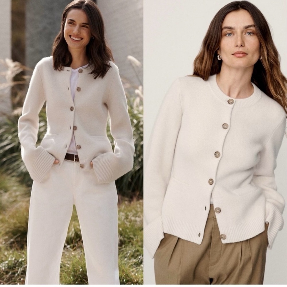 Jenni Kayne Cooper Cashmere Cardigan Warm Ivory Size Large
